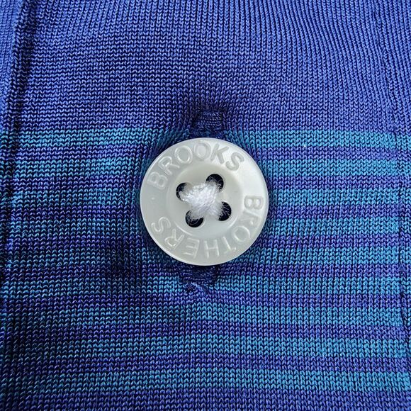 Brooks Brothers Shirt Mens XXL Blue Green Striped Polo Performance Series Golf - Picture 15 of 16